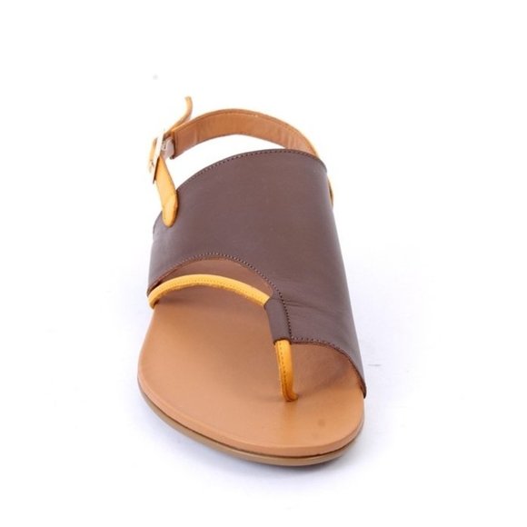 WOz 3015a Brown Leather Open-Toe Slides Sandals Shoes - Picture 7 of 8